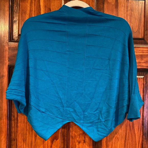 Express Open Sweater Cardigan Teal Lightly Ribbed/Textured Half Sleeve Small (S) - Picture 2 of 7